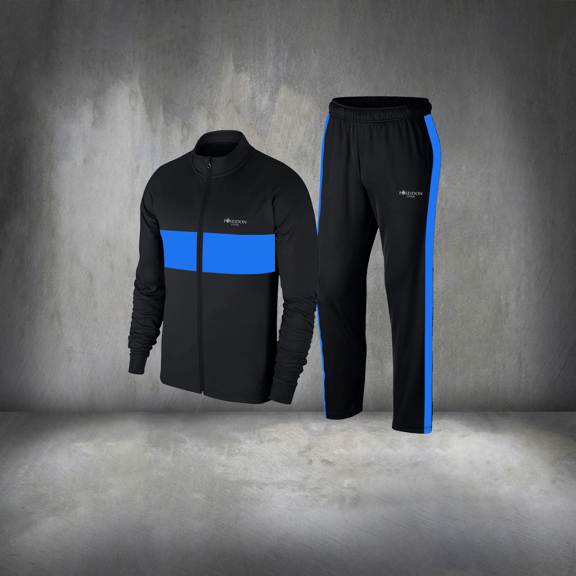 

Oversize Men's Black Interlock Fabric Jogging Two Piece Clothing Set 4XL-10XL