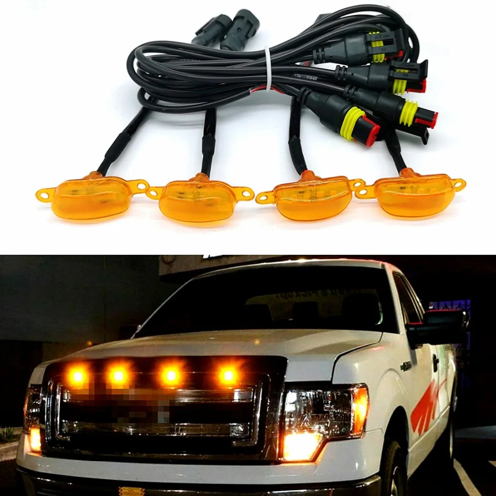 

Car Front Grille LED Light Auto Truck Grille Long Bright Grill Lamp Strobe Light Smoke Raptor Style Lamp Car Small Yellow Light