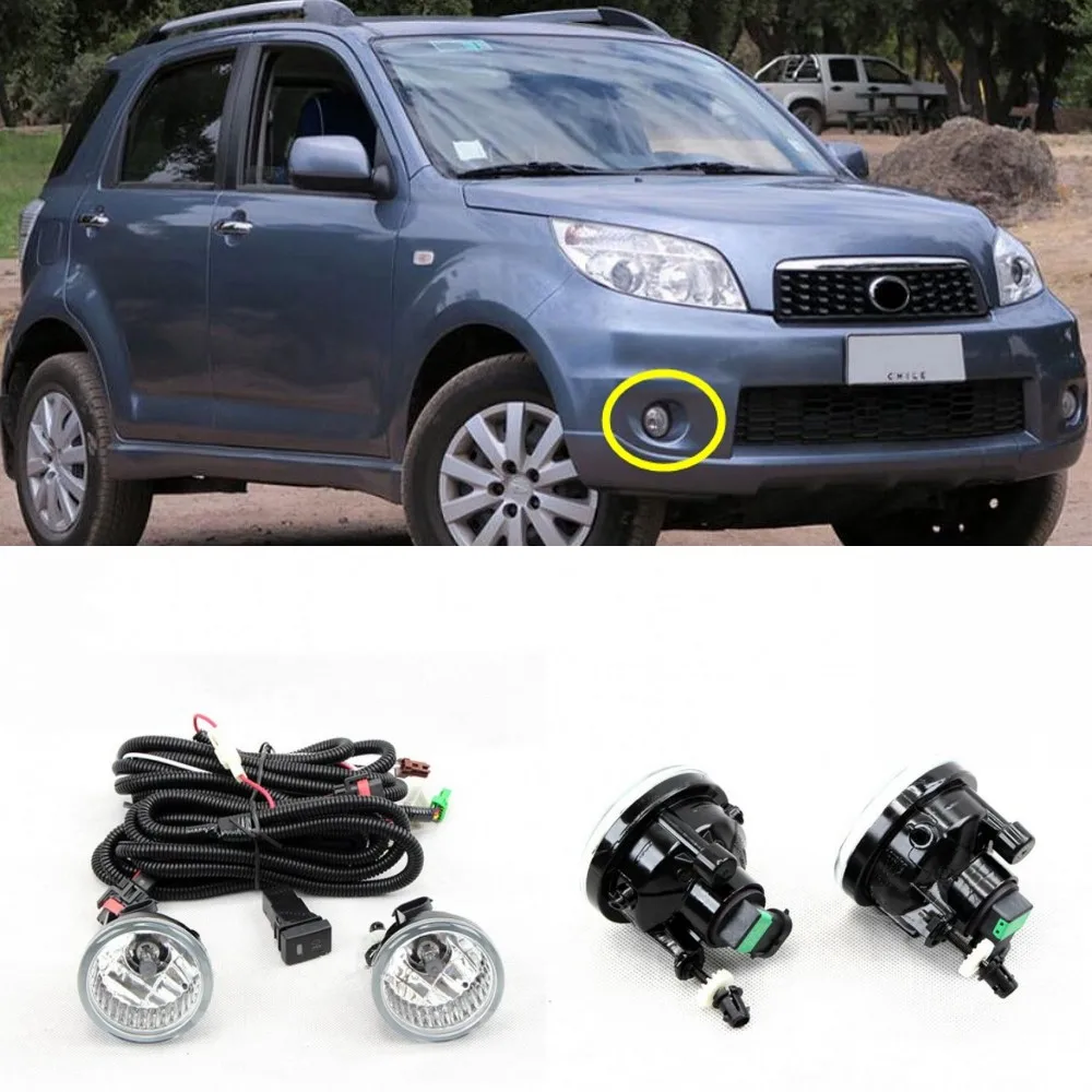 JanDeNing Car Front Bumper Fog/Driving Lights Fog Lamp +Switch+Harness  For Daihatsu Terios 2010-2015