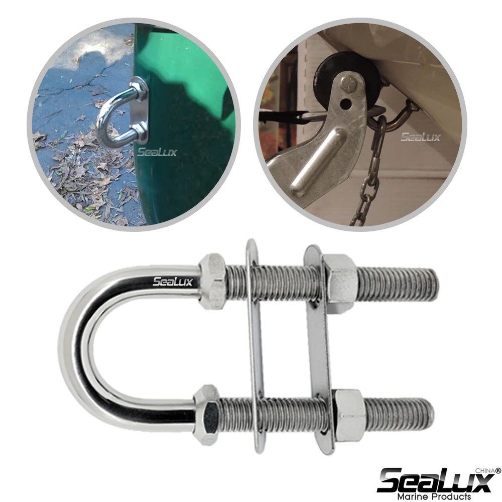 Sealux Marine Grade Stainless Steel 304 Bow Eye U-Bolt for Marine Boat Yacht Accessory Hardware
