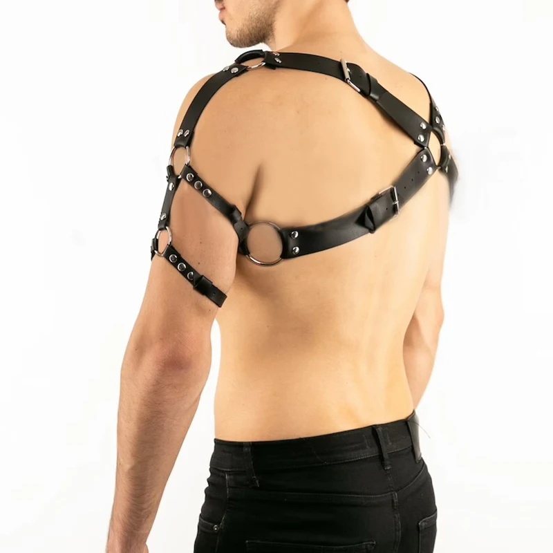 Arnés de pecho de estilo gladiador para hombre, traje de armadura de piel sintética, arnés de pecho, equipo BDSM, fetiche, accesorios de regalo