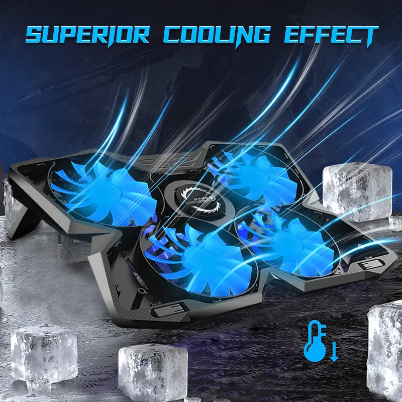 Coolcold Laptop Cooler Laptop Cooling Pad Notebook Gaming Cooler Stand with Four Fan and 2 USB Ports for 14-17inch Laptop