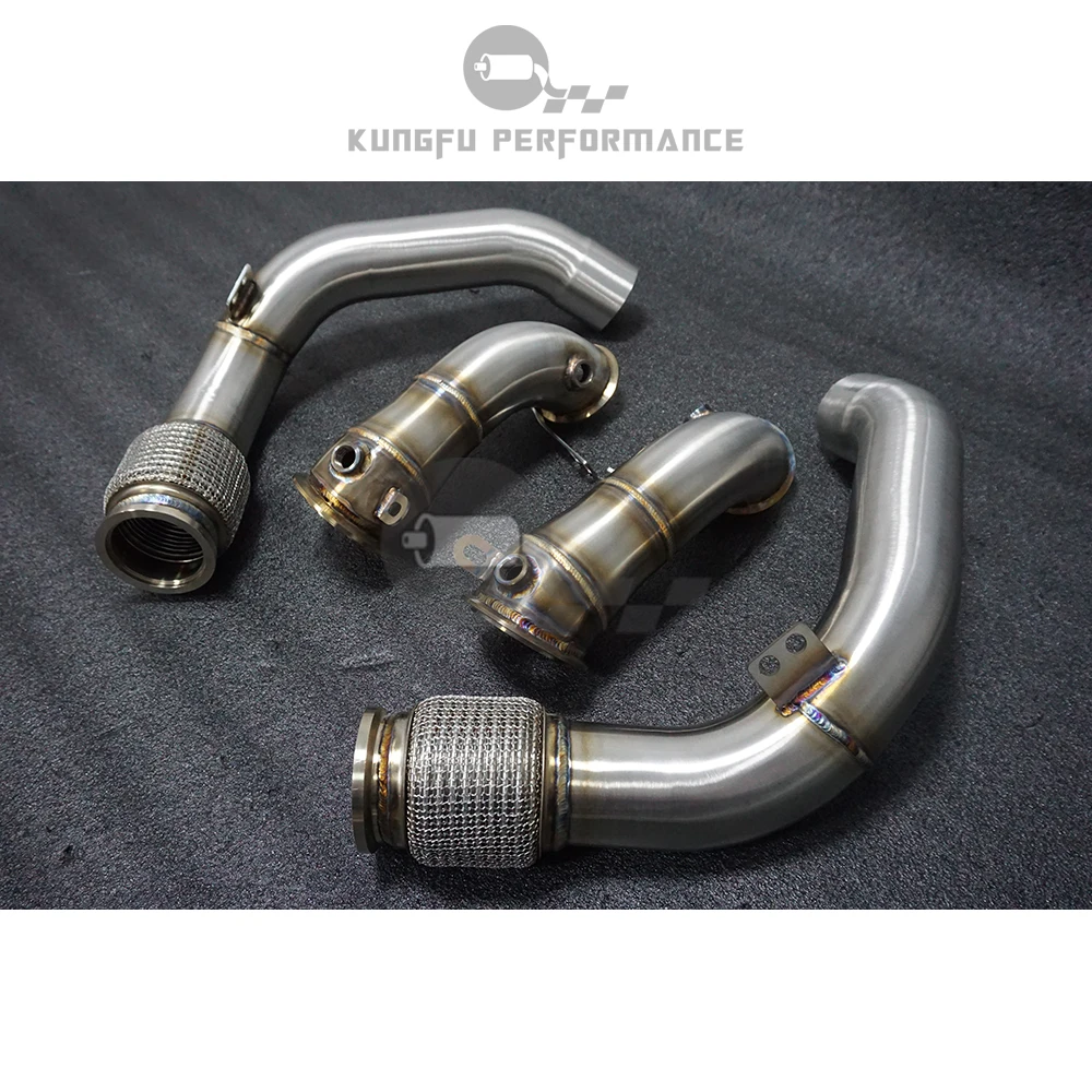 KUNGFU PERFORMANCE 3.5'' Catless Exhaust Downpipes for S63 Engine F90 M5 V8 4.4T 2017+ F91 F92 F93 M8 2020+