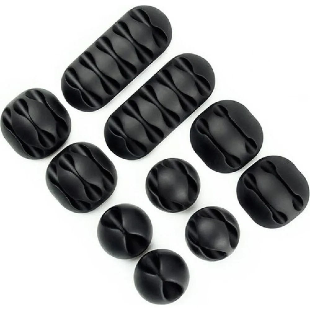 Cable Clips Organizer 10 Pack Black Adhesive Cord Holders Ideal Management for Organizing Wires Home Office Car Desk Nightstand