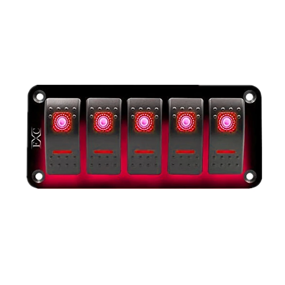 Universal 4 Gang 5Gang Switch Panel Fuse Circuit Breaker Overload Protector Waterproof RV Yacht Marine Boat Car