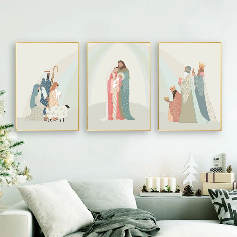 Christmas Peace Prince Nativity Posters and Prints Jesus Religious Wall Art Canvas Painting Wall Pictures Home Room Decoration