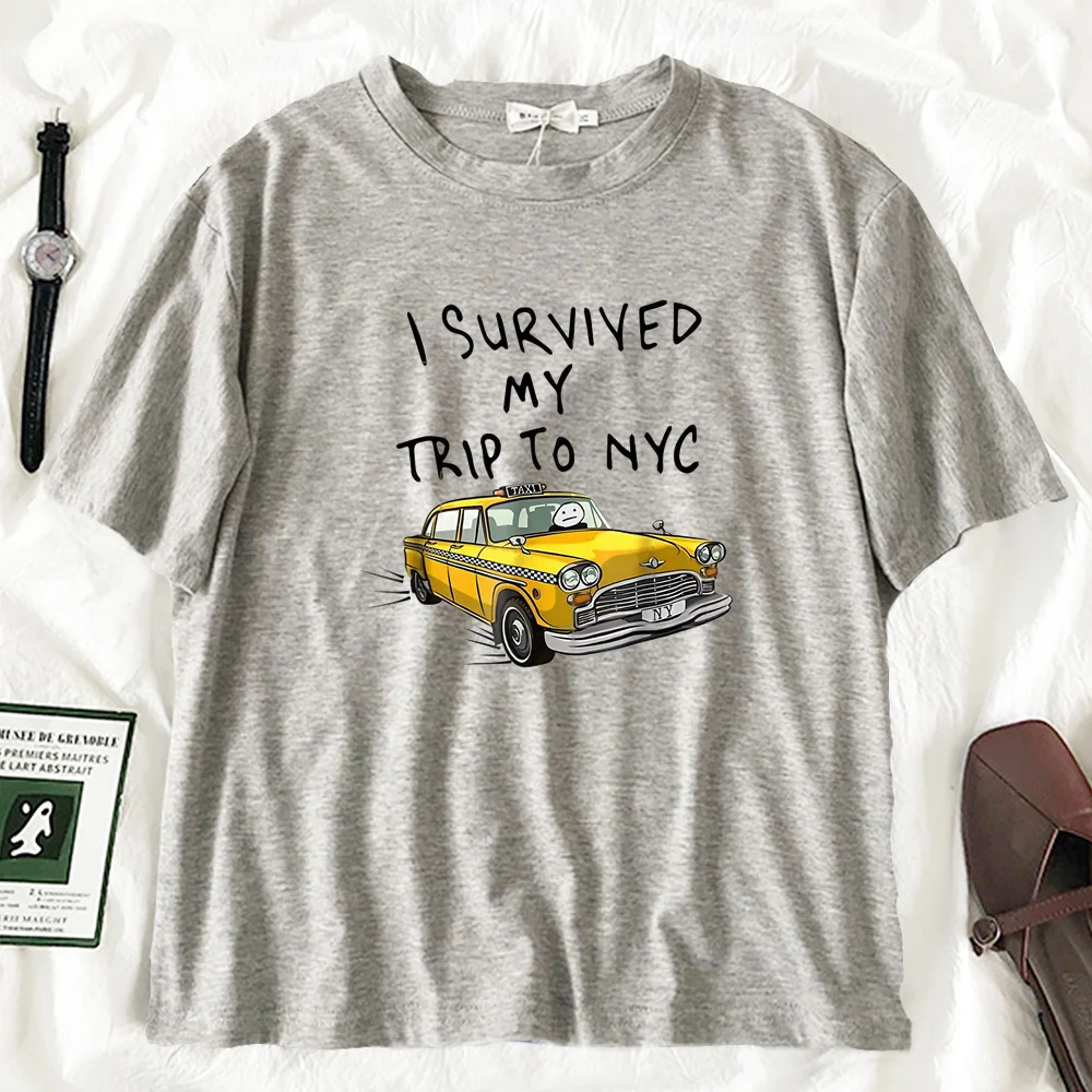 Tom Holland Same Style I Survived My Trip To NYC T Shirt Women Y2K Funny Cartoon T-shirt Graphic Streetwear