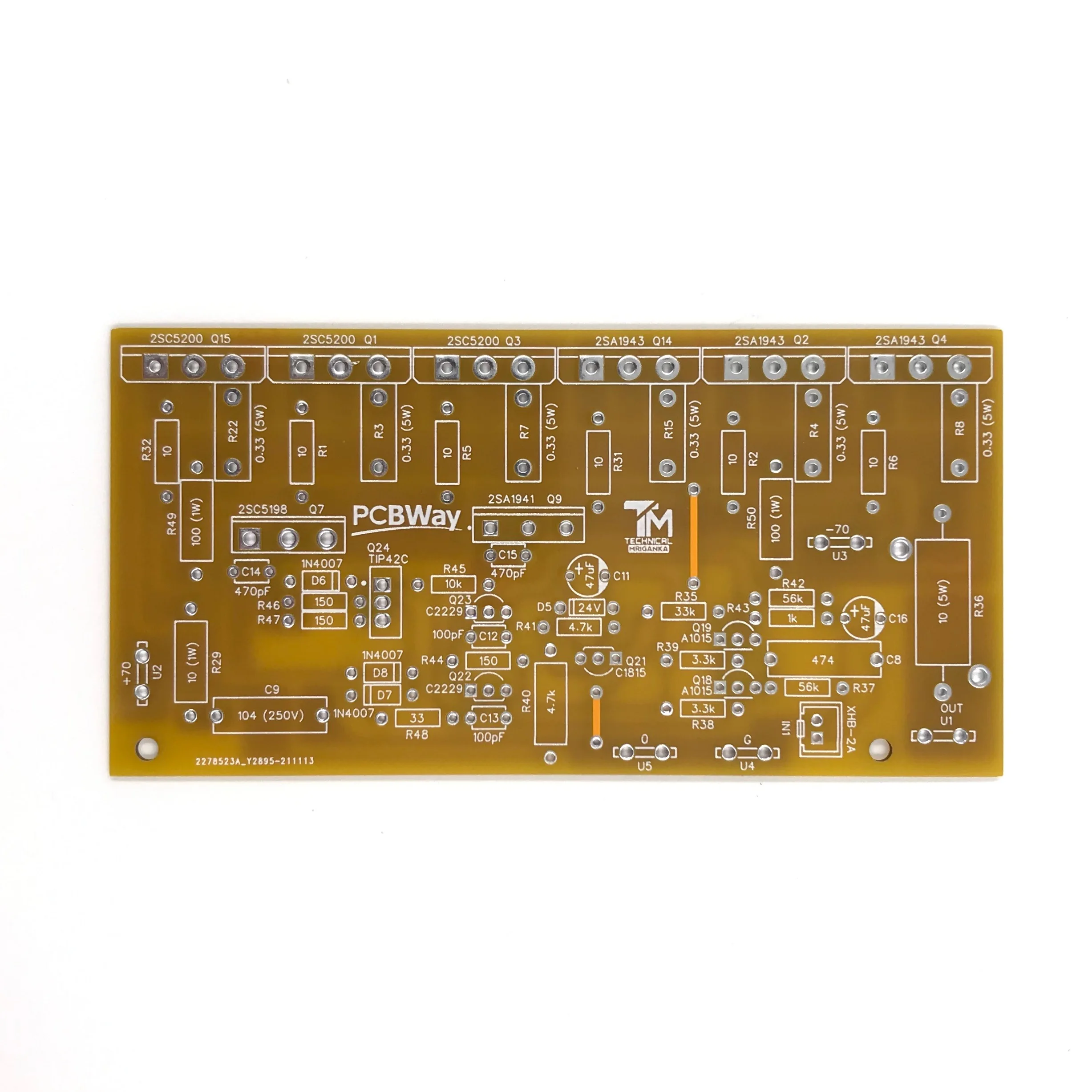 Class AB Hi-Fi Power Amplifier Circuit Board PCB 300W 450W RMS Mono Sound Audio Amp 2SC5200 2SA1943 DIY