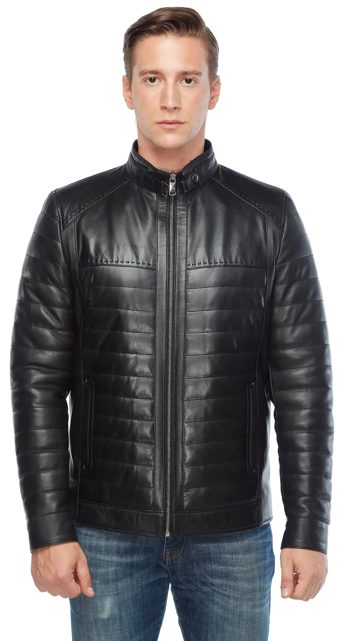 Đen Bơm Hơi Da Thật Chính Hãng Da Nam Phối Orjinal Da Cừu Thu Đông 2022 Biker Slim Size Lớn VintageTürkiye