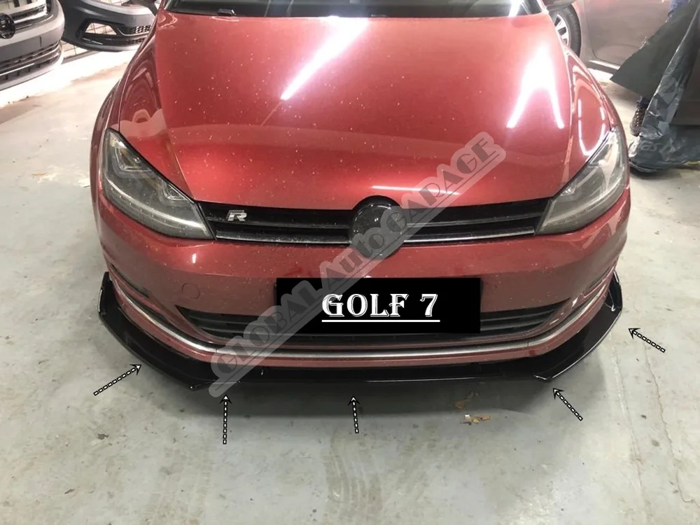 

For VOLKSWAGEN GOLF 7 Front Bumper Attachment Lip 2012-2020 Piano Glossy Black Splitter Diffuser Universal Spoiler Bumper