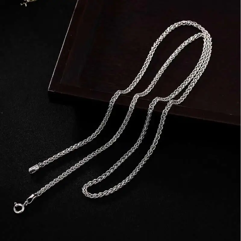 New Arrival S925 Silver Necklace Chain Women Wheat Link Chain Necklace Stamp S925