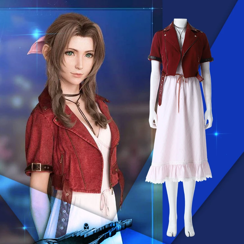 

Final Fantasy VII Remake Aerith Gainsborough Cosplay Costume The Flower Girl Aeris Dress Coat Set for Halloween Carnival