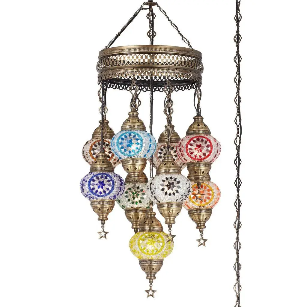 

9 Pc Turkish Mosaic Lamp Authentic Lighting Antique Lamp Tiffany Ceiling Lamp Hanging Pendant Lamp Chandelier Color Mosaic Glass