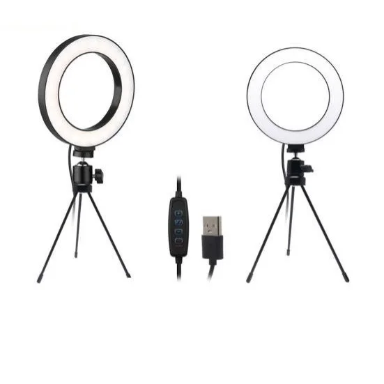 Ring light de mesa com suporte para celular,mini tripé,8 polegadas, três fases diferente de luzes: quente, frio e gelo Riomartec