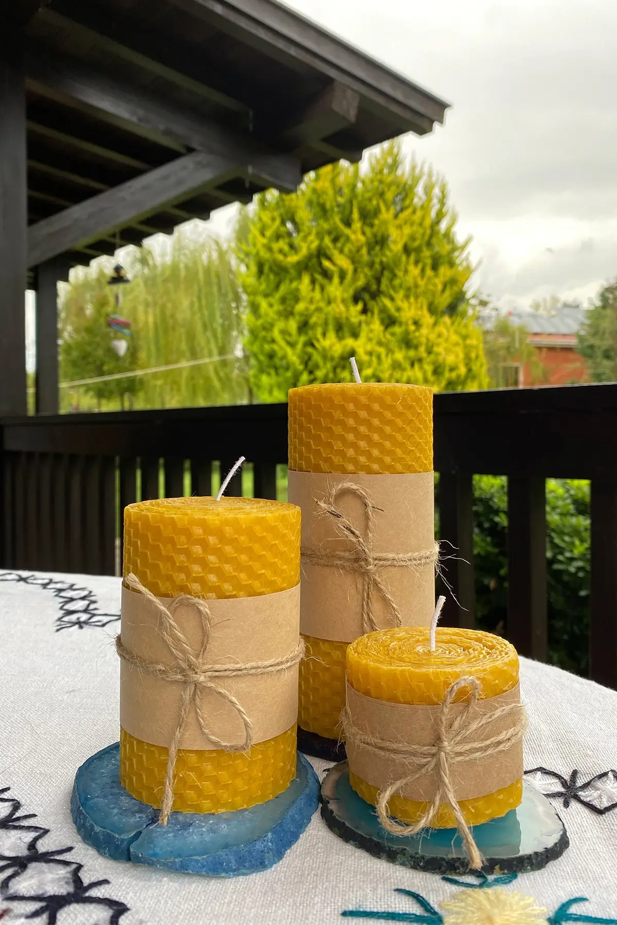 3 pc Beeswax Candle Set %100 Cotton Wick Cera Alba