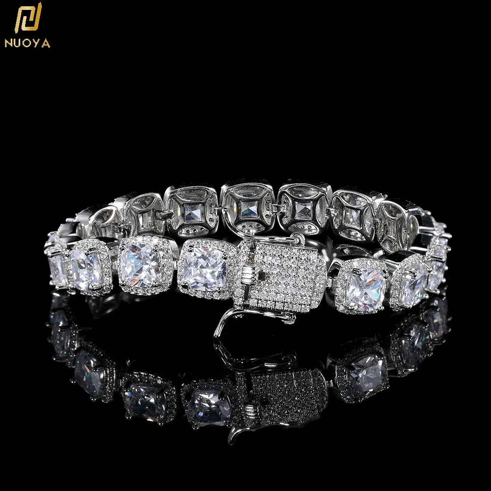 10Mm Clustered Tennis Bracelet Double-Safety-Clasps Iced Out Aaa Cubic Zircon Stones For Men Women Luxury Jewelry Y2K