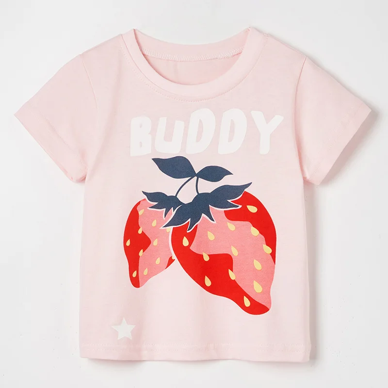 

Strawberry Kids Children t shirt 100% Combed Cotton Summer Casual t-shirt Tee Tops Infant Baby Girl Clothes Bebe Girls Underwear