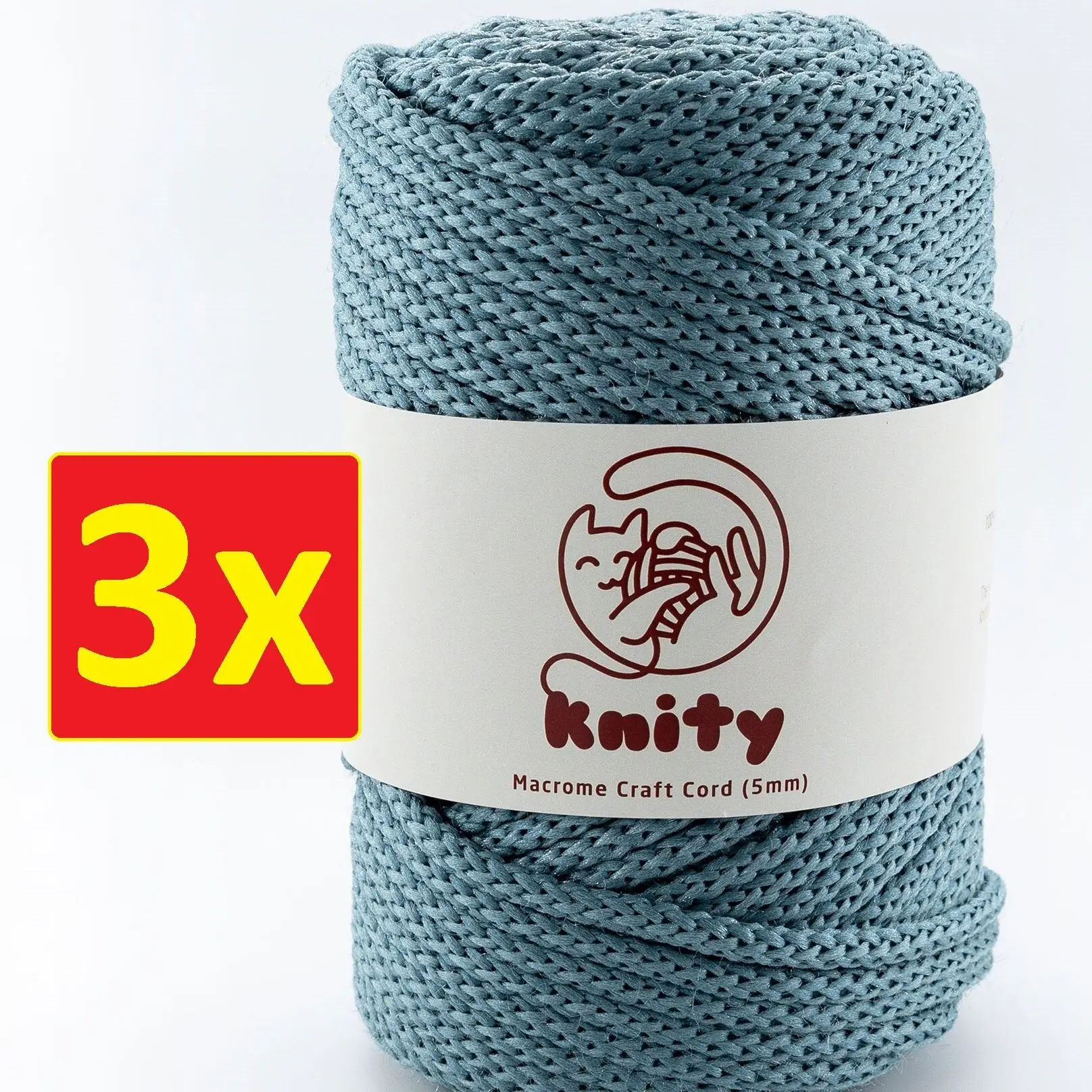 Knity Macrame Craft Cord 5mm ! 3 pieces ! Yarn 100m Fiber Crochet Knitting Braiding Knotting Weaving Chain Thread Rope Hand Bag