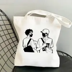 Xiao Zhan Wang Yibo Cosplay Canvas Shoulder Bag Handbag Mo Dao Zu Shi Cute Cartoon Casual Shopping Bag For Men Women Accessories