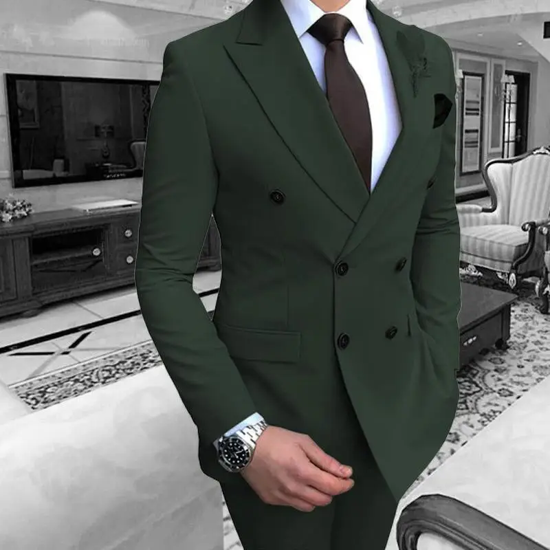 Costumes formels de mariage d\'affaires vert armée pour hommes, blazer de meilleur homme, smokings de marié, coupe couvertes, zones Me Mariage