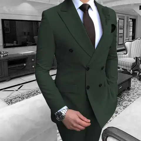 Erkekler için ordu yeşil resmi iş düğün takımları erkekler için en iyi erkek Blazer damat smokin Slim Fit kostüm Homme Mariage