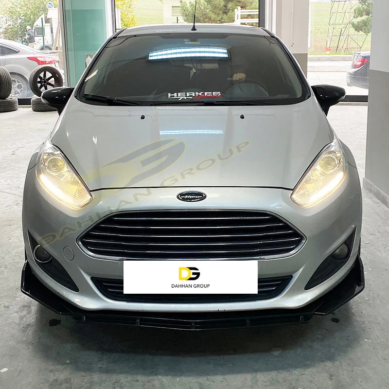 Alerón frontal de plástico para coche Ford Fiesta, Pieza de plástico negro brillante, divisor, Facelift 2007-2018, 3 piezas, MK6 y MK6