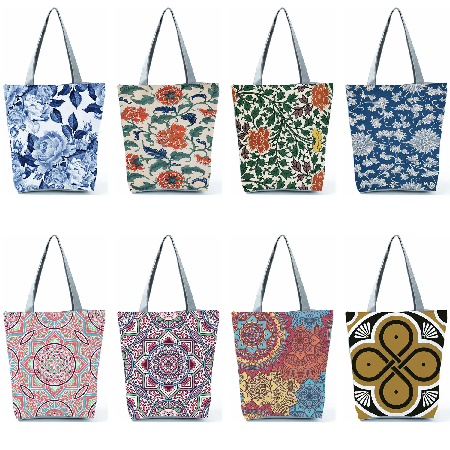 

Colorful Floral Pattern Print Handbags Casual Practical Women Shopping Tote Bags Travel Beach Outdoor Package Custom Pattern