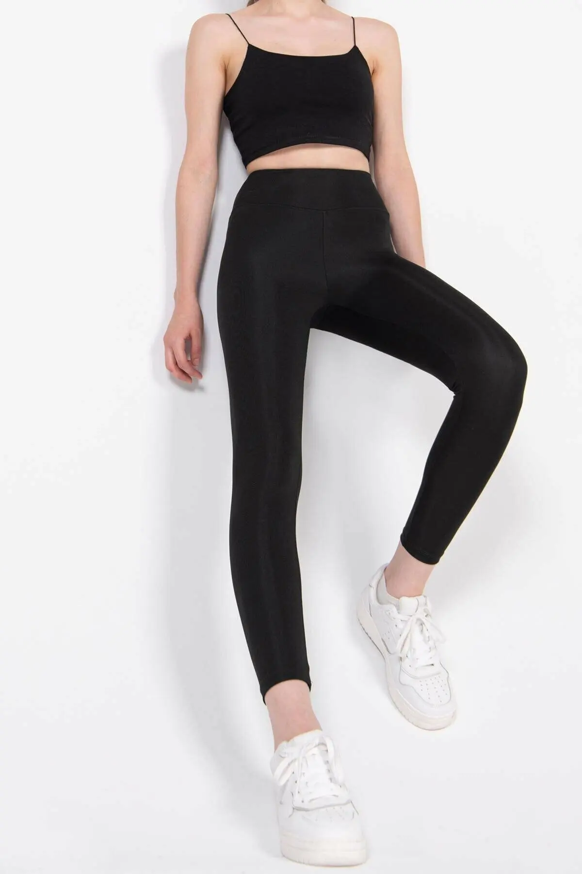 

Women's High Waist Stretchy and Toparlayıcı Bilekte Sports Leggings Black