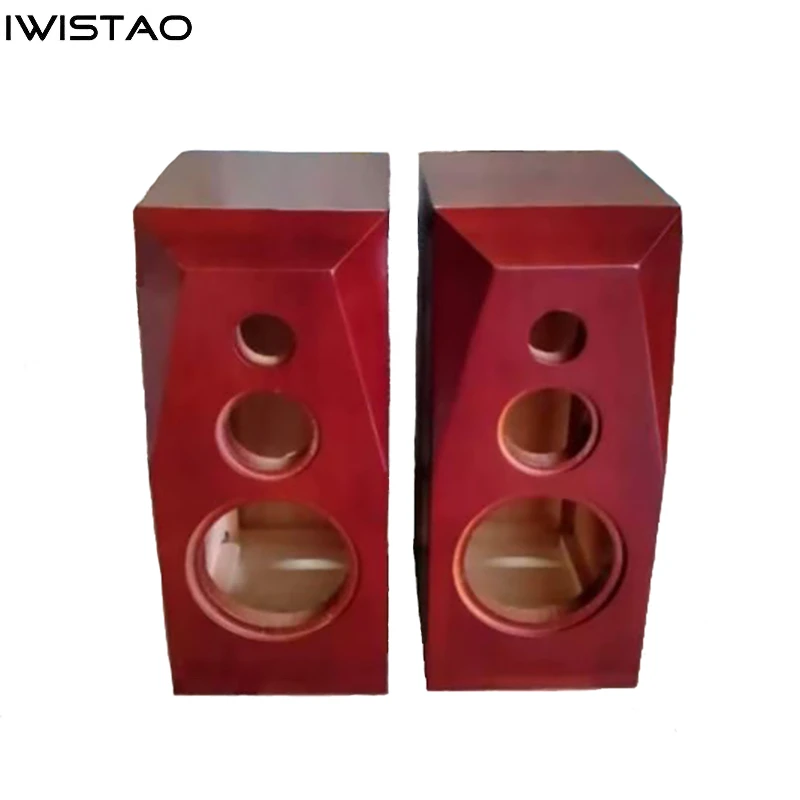 IWISTAO HIFI 3 Way 8 Inches Bookshelf Solid Wood Empty Speaker Cabinet 1 Pair  Back Inverted for Tube Amplifier