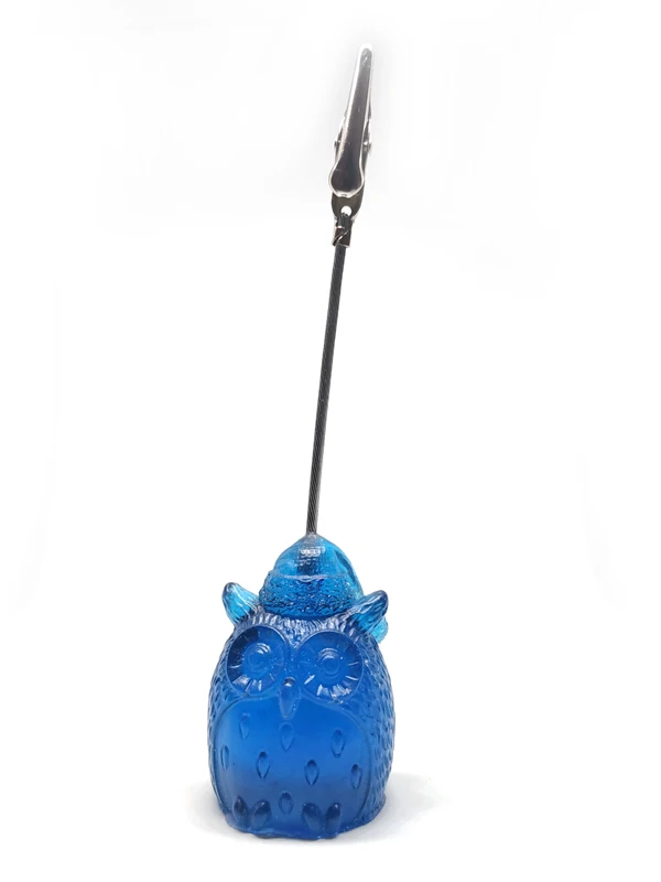 Blue Owl shaped note holder handmade desktop resin note holder in different colors