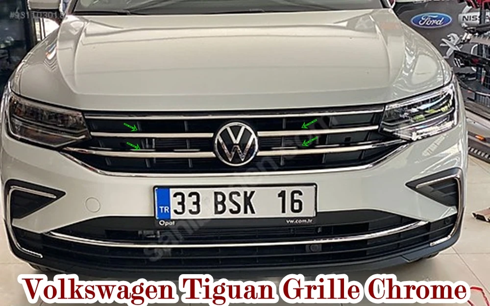 

Хромированный передний гриль для Volkswagen Tiguan 2 2020 2021 из нержавеющей стали 4 шт. орнамент автомобильный качественный орнамент спортивный аксессуар