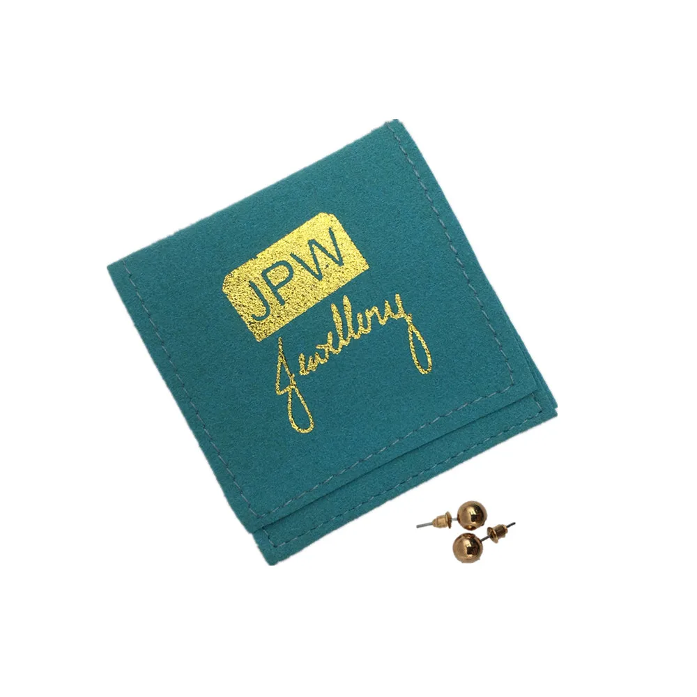 

50pcs Blue Personalized Deboss Logo Print,Microfiber Jewelry Pouch Bags,Custom Jewelry Packaging Pouch Wedding Favor Ring Bags
