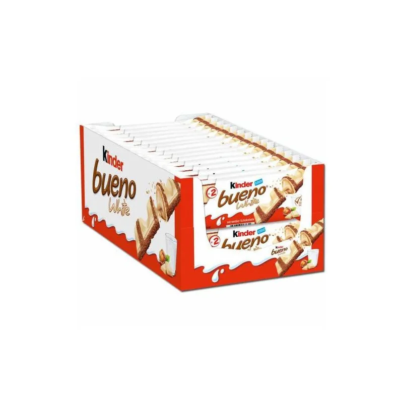 Kinder Tốt Trắng-Hộp 30 Đơn Vị Với 2 Thanh Mỗi Đơn Vị-Trắng Thanh Chocolate Và Nổ. Sô Cô La Sữa Eo Bao Phủ Với Sữa Và Hạt Phỉ. Giòn Và Kem Thanh