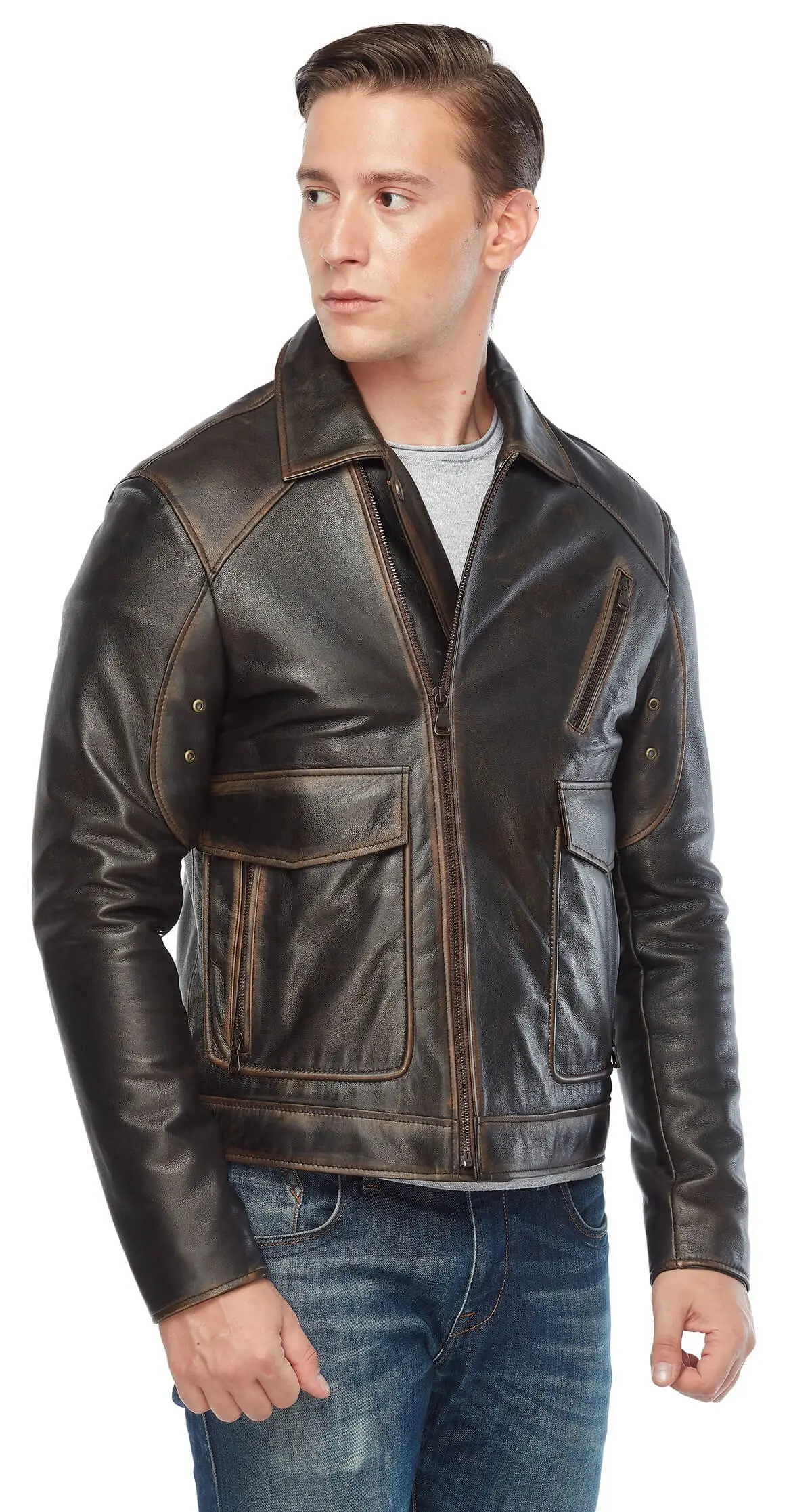 Túi Nam Chính Hãng Phối Da Búi Tó Orjinal Da Cừu Thu Đông 2022 Biker Slim Size Lớn VintageTürkiye