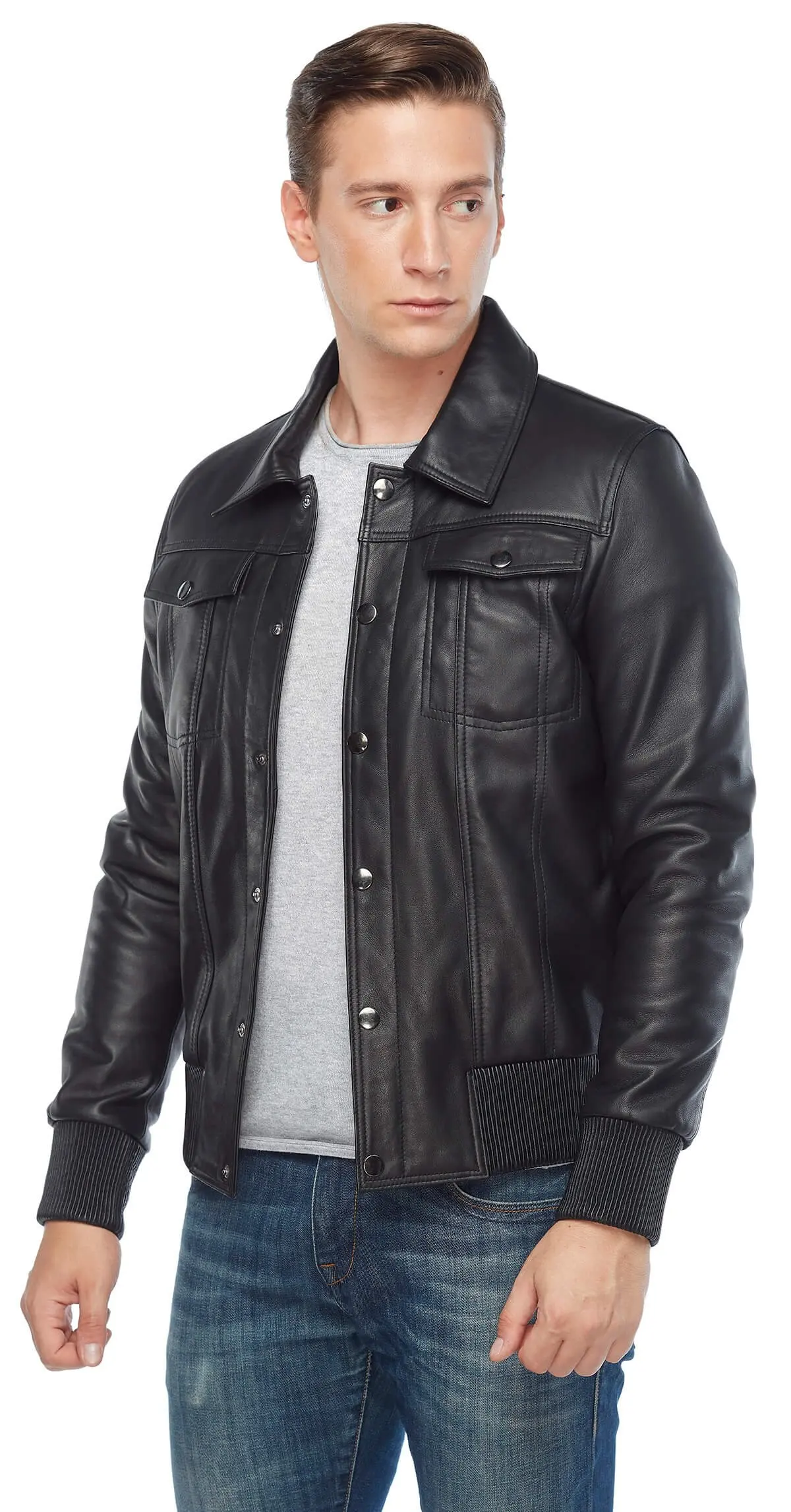 Bruto vera pelle maschio Montu nero originale pelle di agnello autunno inverno 2022 Biker Slim Large Size VintageTürkiye