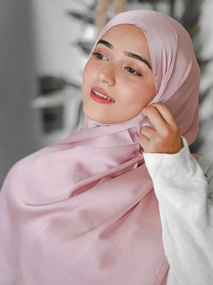 Écharpe Hijab en Satin Froissé pour Femme Musulmane, Châle en Mousseline de Soie, Uni, Respirant, Islam, Turban Plissé, Ramadan