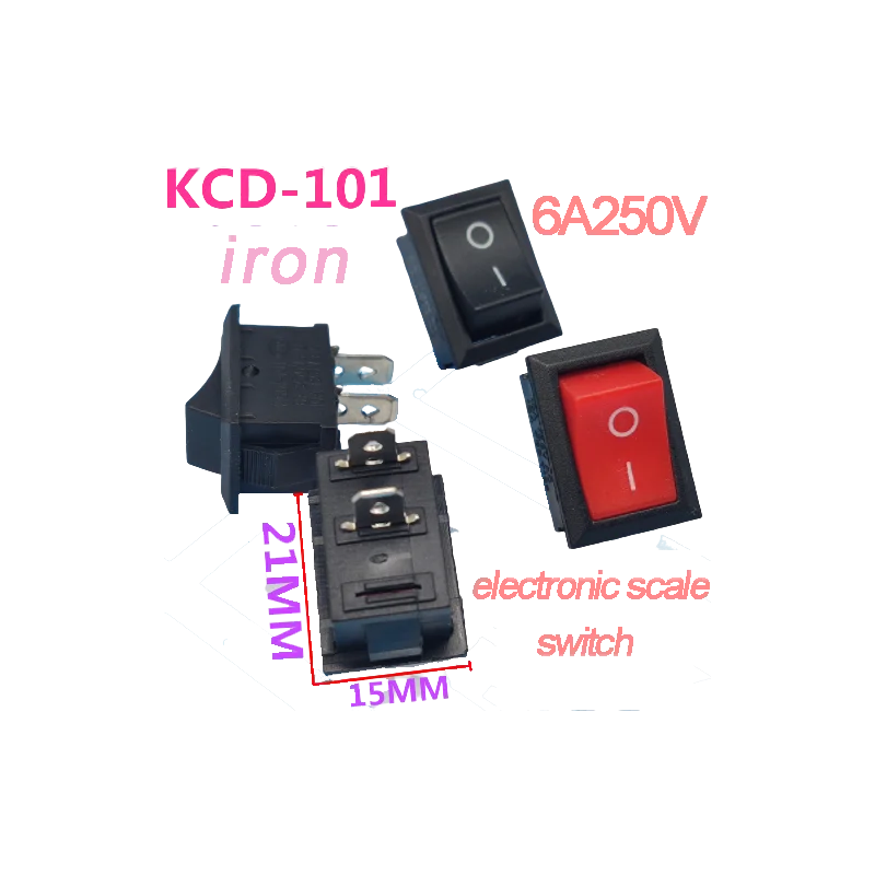 ZJSHUYI KCD1-101 Single Pole Boat Rocker Power Switch Red 2 Feet 2 Gear Electronic Scale Iron Feet