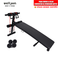 Adjustable Abdominal Bench with Resistance Tensioner, 2 1.5Kg Dumbbell and Flex Bar, Free Shipping