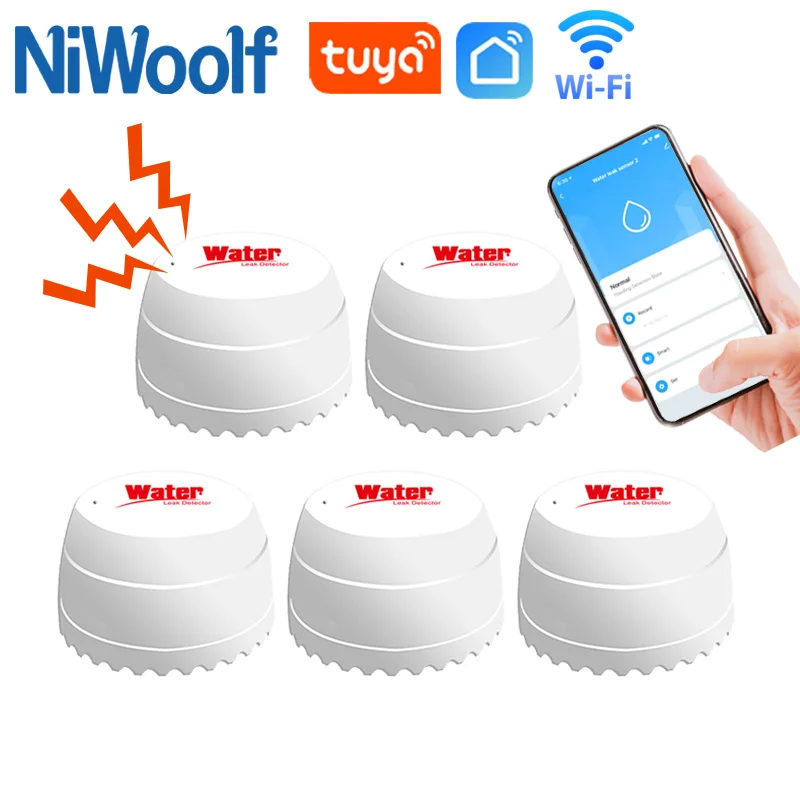 Tuya Water Leakage Sensor WiFi Leak Detector Wholesale flood Alert Overflow Smart Life APP Control Home Security Alarm