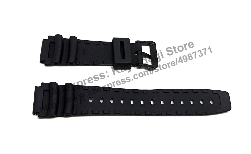 19mm Black Rubber Watch Band / Strap Compatible for Casio DW-290,  DW-290B,  DW-290GMV,  DW-290GMVT,  DW-290MV,  DW-290MVT