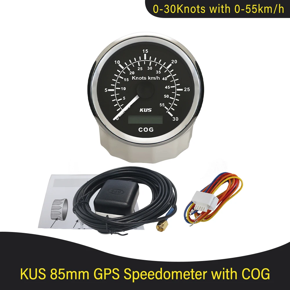 KUS Universal GPS Speedometer Speed Gauge 15 Knots 30 Knots 60 Knots for Boat Yachts 85mm with Red  Yellow Available Backlight