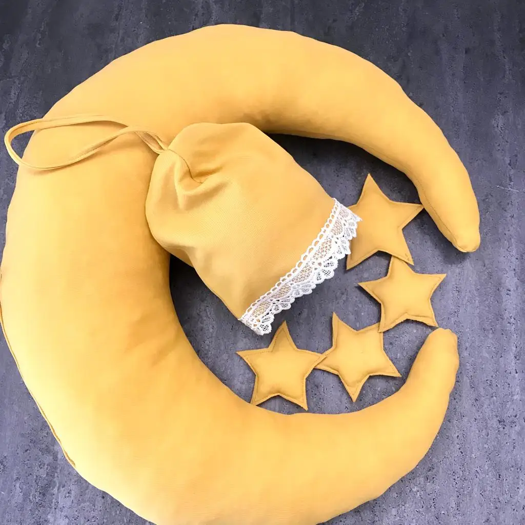 

Newborn Photography Props Baby Girl Boy Moon Pillow Star Photo Shooting Accessories Hat Posing Beans Infants Bebe Costume