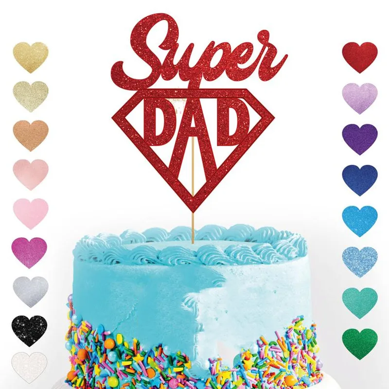 

Custom Superhero Dad Glitter Cake Topper, Personalized Cake Topper, Best Dad Party Decorations