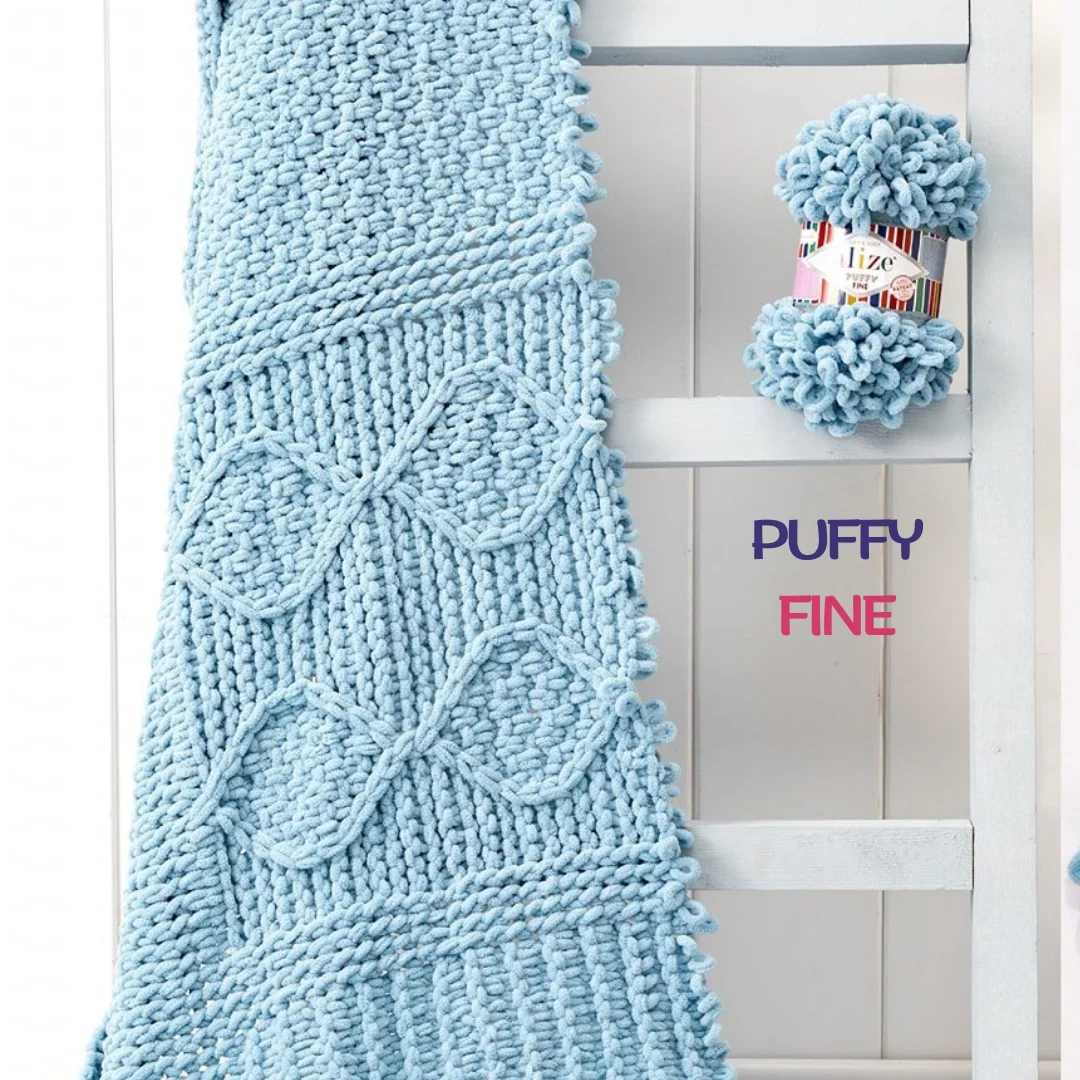 Alize Puffy Fine Soft Plush Plaid Yarn for Finger Knitting Amigurumi DIY Baby Knitwear Blanket Scarf Sweater Cardigan Beanies