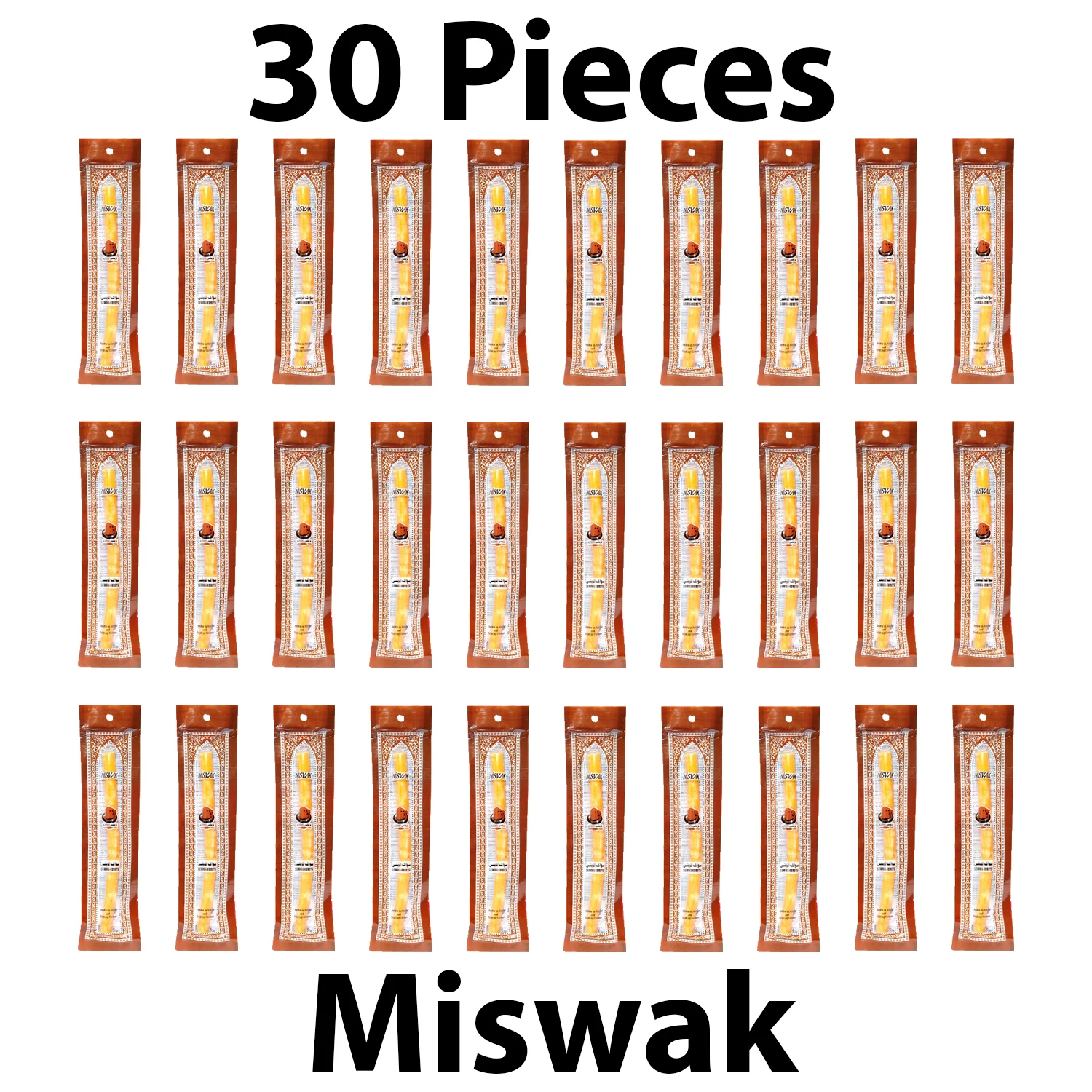 

Set of 30 Pieces Miswak Sewak Chew Stick Fresh Natural Tootbrush Misvak Arak Siwak Miswaak Vegan Teeth Cleaner Travel Soft Peelu