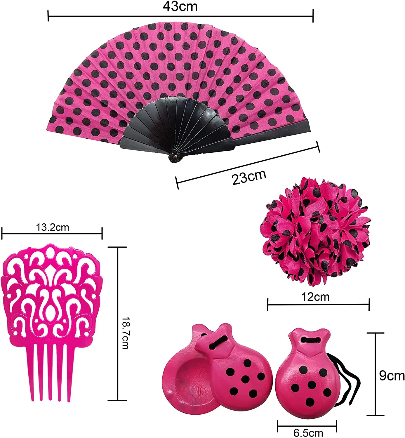 Flamenco Saddle Pad Accessories for Women, Sevillana Costumes for April Fair Party, Complete Pack Accessories