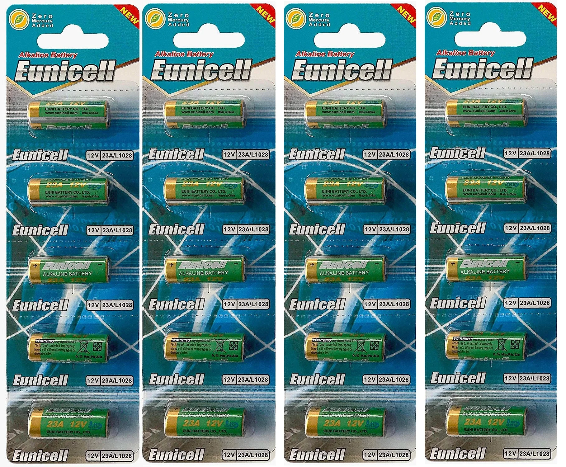 Euncell tracking set 20 alkaline batteries MN21 23A V23GA L1028 12V