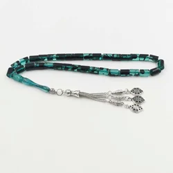 Blue resin Tasbih 33 prayer Beads Islamic rosary arabic fashion bracelet metal tassell Muslim misbaha accessories gift on hand