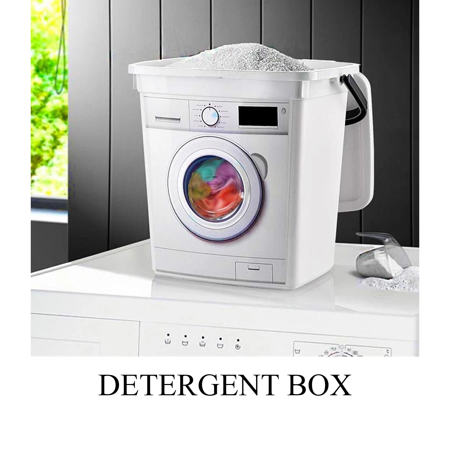 High Quality Washing Machine Look Detergent Dispenser With Lid Portable Detergent Storage Box Accessory Bathroom Home Kitchen