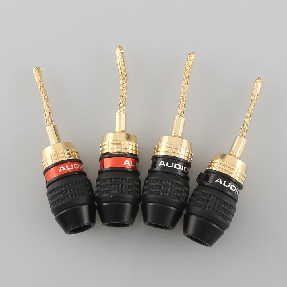 8XAudiocrast B836G Speaker 2mm Pin Copper Wire Braided Banana Plugs Connector HIFI Speaker Cable Plug